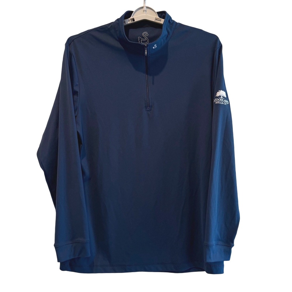 SWANNIES Mens X-Large Navy Blue Golf Pullover 1/4‎ Zip Long Sleeve Polyester